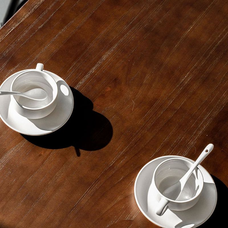 Wood Top Table Industrial Style Bistro Pub Table with Black Base