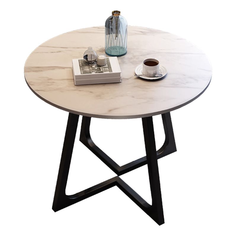 Traditioneller luxuriöser runder Esszimmer Tisch Sintered Steintisch mit doppelter Sockel