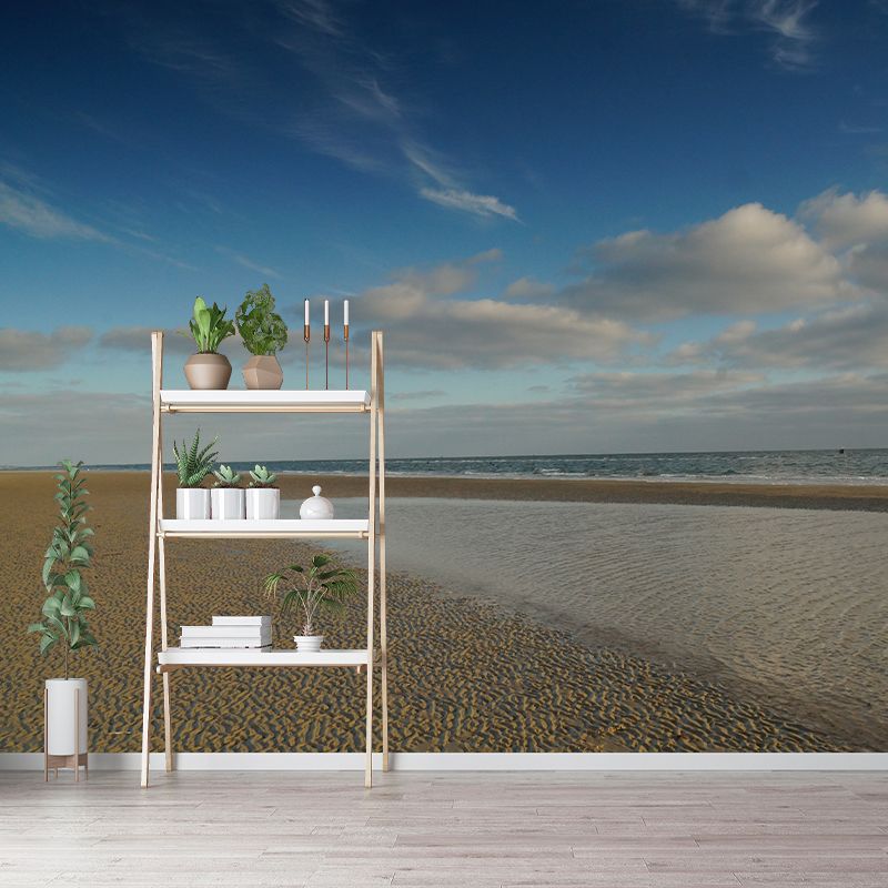 Blue Beach View Wall Covering for Home Decor Living Room, Personalized Size Available