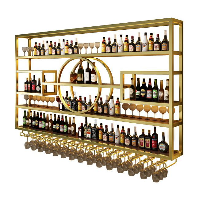 Wall Mounted Wine Rack Metal Modern Wine Bottle & Glass Rack for Bar