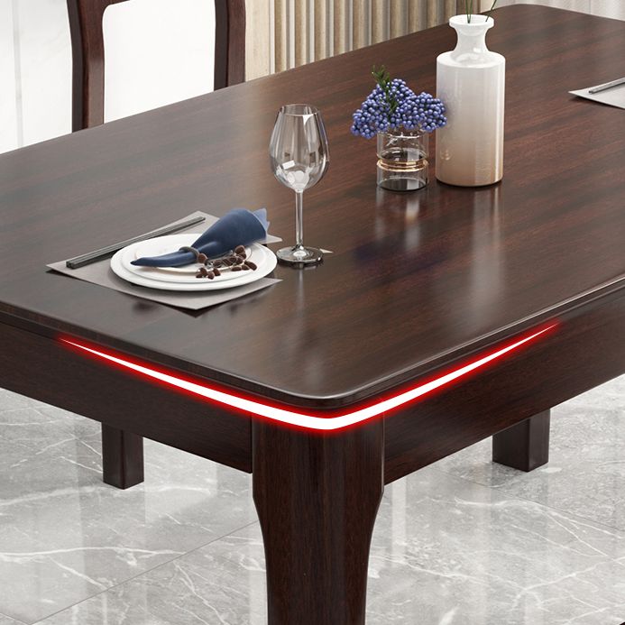 Mesa de comedor de madera maciza estándar industrial, mesa de comedor rectangular para cocina con base de 4 patas