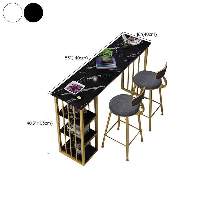 Wooden Top Bistro Bar Table Rectangle Gold Base Bar Table for Home