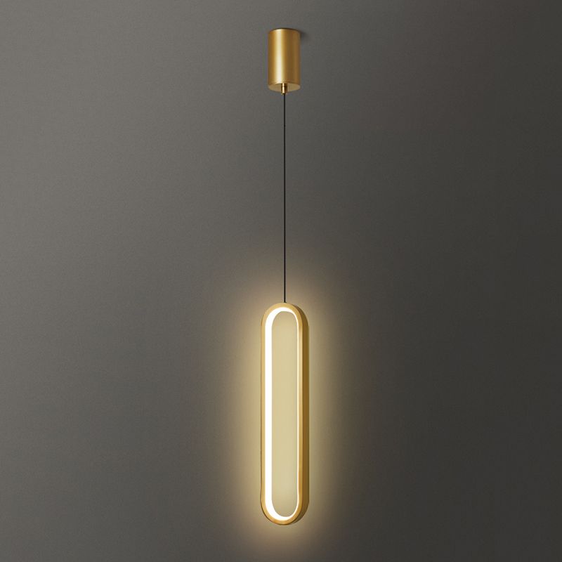 Simplicity Style Pendant Lighting Fixture Oblong LED Pendant Light Kit with Metal Shade