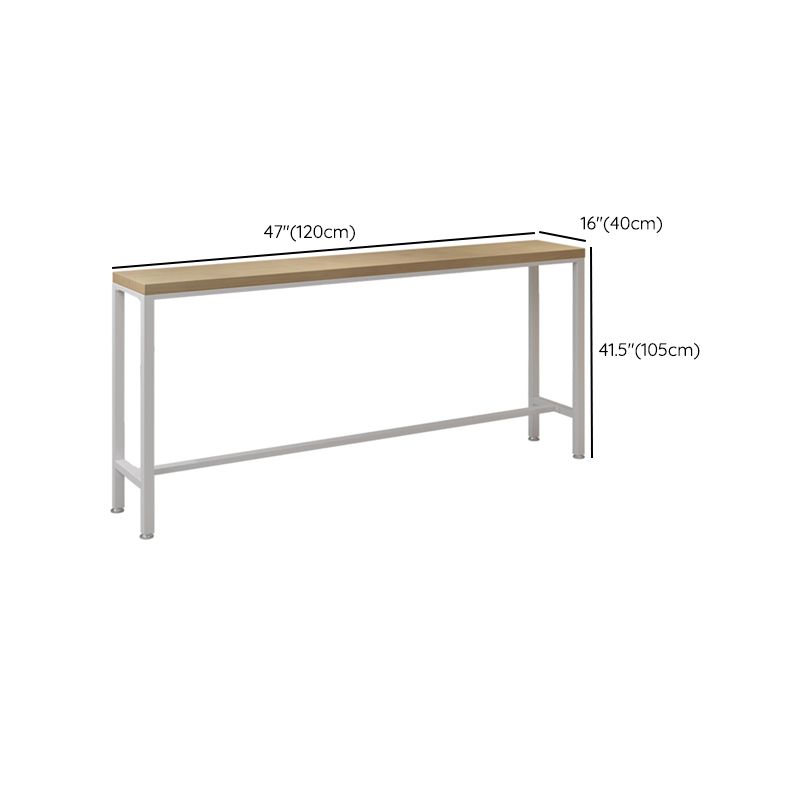 Rectangular Bar Height Table White Legs and Metal Base Bar Table for Patio Use
