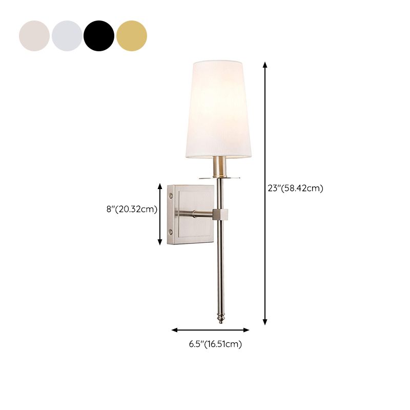 Contemporary Single Polished Bathroom Vanity Light Fabric Shaded Bath Bar