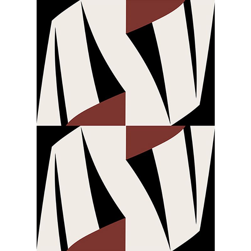 Black and Red Colorblock Rug Polyester Modern Rug Pet Friendly Washable Non-Slip Area Rug for Bedroom