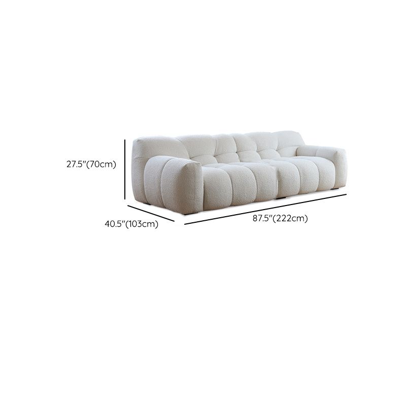 Biscuit Back Seating Square Arm Sofa in White for Living Room