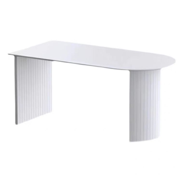 Sintered Stone and Ash Wood White Table Modern Dining Table with Double Pedestal