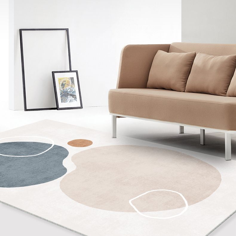 Apricot Tone Modern Indoor Rug Polyester Abstractic Print Carpet Easy Care Rug for Home Decoration