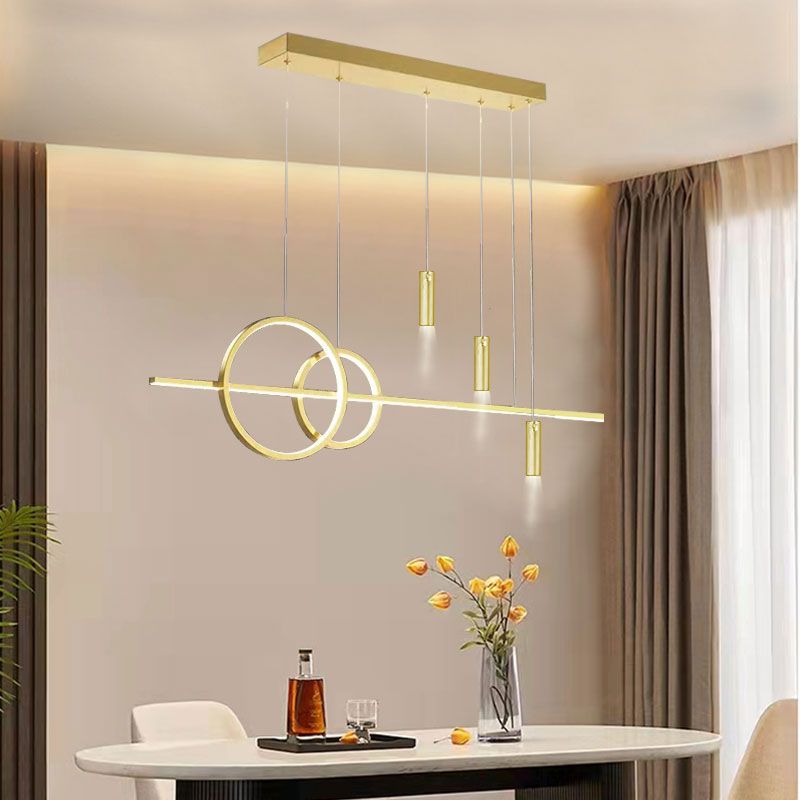 Luz de metal moderna Geométrica Geométrica 6 luces LED Island Colgante para sala de estar