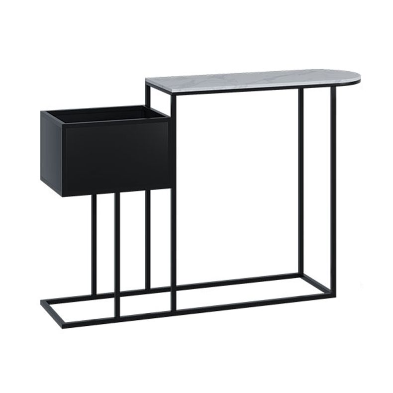 Glam Metal Console Table Stone Console Sofa Table with Storage for Hall