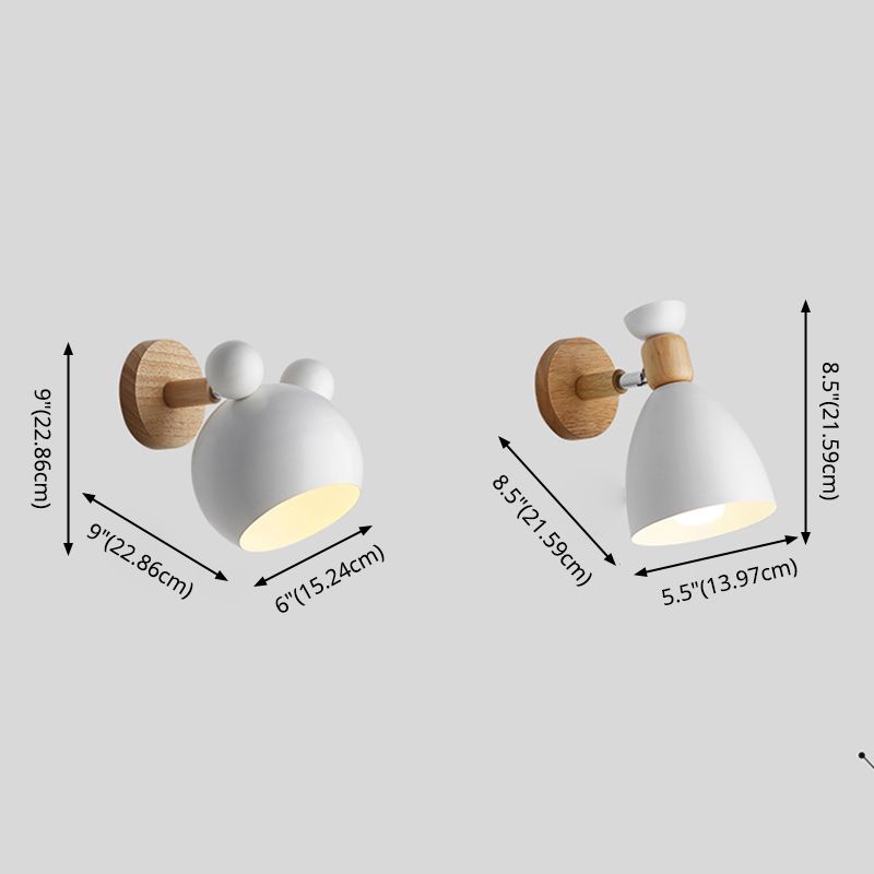 Wrought Iron Macaron Wall Sconce in Modern Concise Style Wooden Geometric Wall Lamp for Bedroom