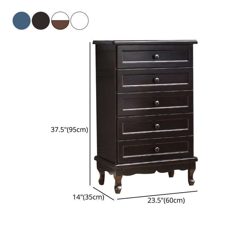 Mid-Century Modern Wood Accent Chest with Drawers Side Cabinet