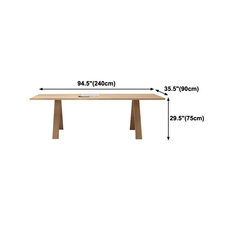 Rectangle Wood Color Dining Table Pine Solid Wood Table Modern with 4 Legs