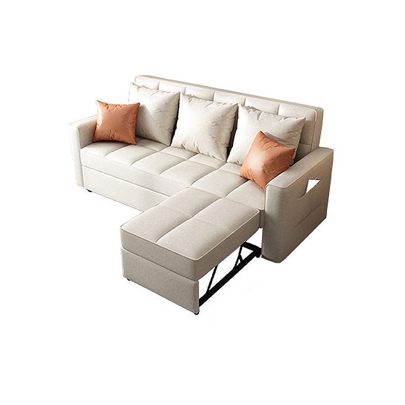 Square Arm Cream Cushion Back Sectionals Contemporary Stain-Resistant Chaise Sofa
