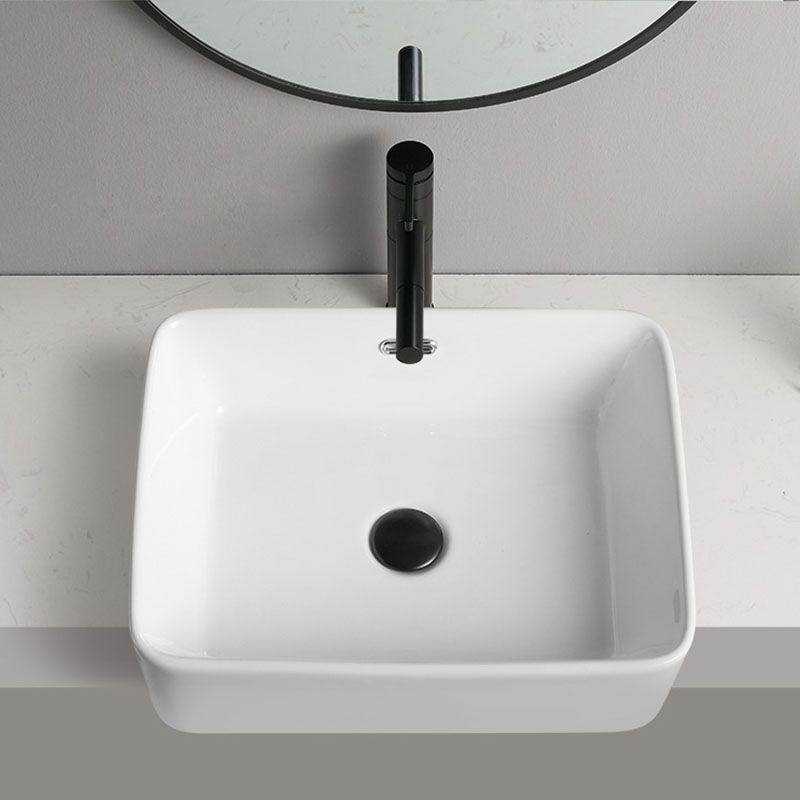 Modern Bathroom Sink Rectangular Vessel Lavatory Sink in White(Not Included Faucet)