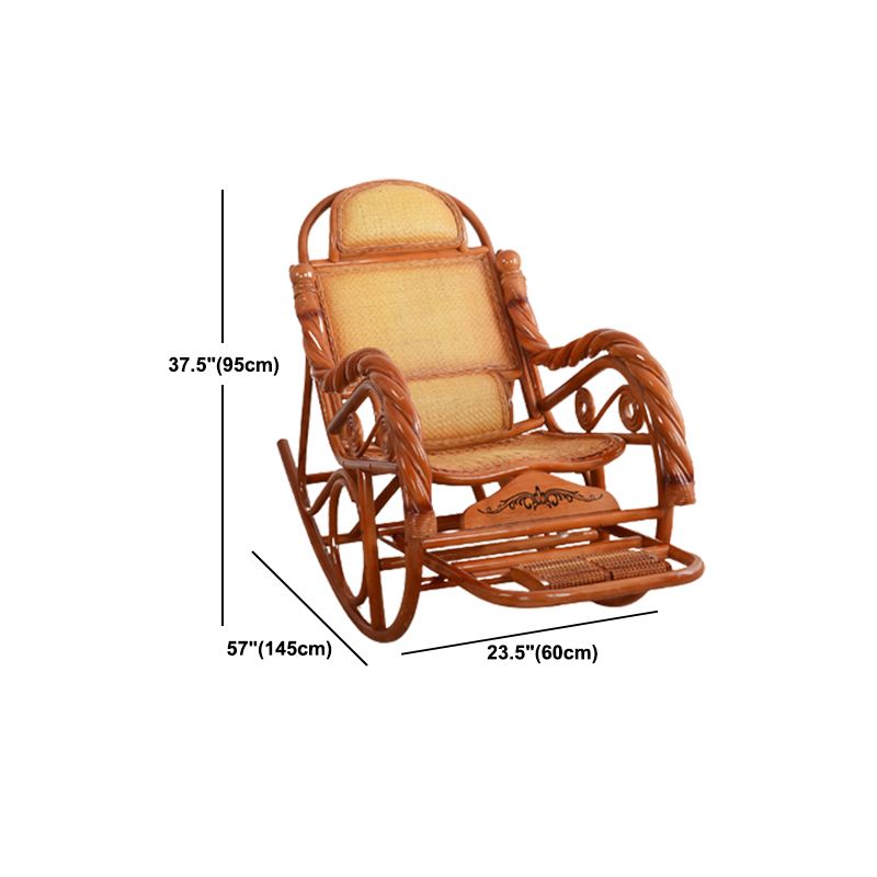 Traditional Rocking Chair Wicker Spindle Backrest Solid Color Indoor Rocking Chair