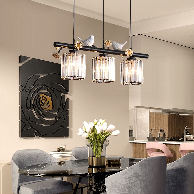 Luci dell'isola cilindro moderna illuminazione lampadario Crystal e Metal Island Lampada3 in oro