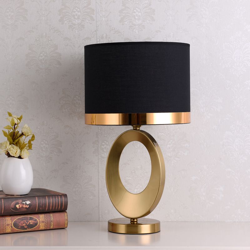 Classic Style Drum Shade Table Lamp 1��Head Fabric Nightstand Lighting for Study Room