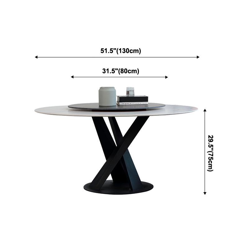 Contemporary Sintered Stone Table Standard Round Dining Table with Pedestal Base