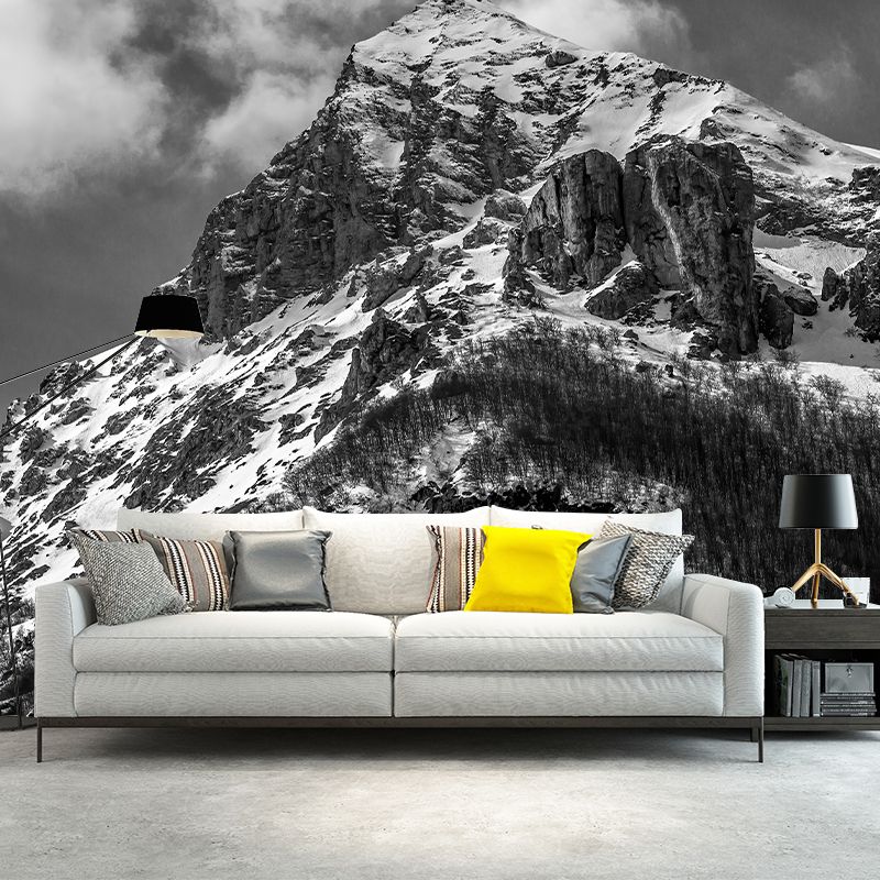 Snow Mountain Mural Modern Style Water Resistant Sitting Room Wall Covering