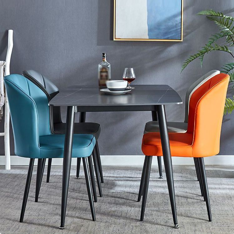 Silla contemporánea del comedor del metal Silla sin brazos Wingback para el uso del restaurante