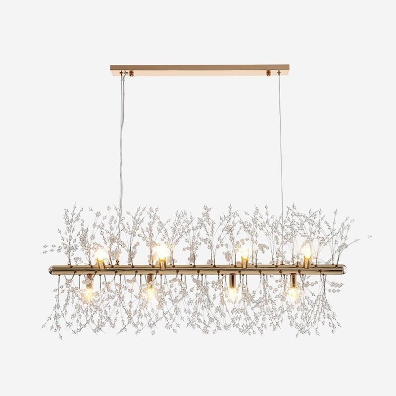 Nordic Style Iron Hanging Lamp Rectangle Shape Island Light Fixture for Bedroom