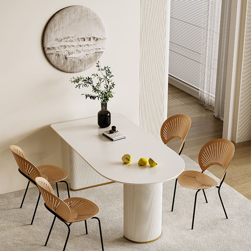 Slate and Metal Table Glam Style Simple Restaurant White Dining Table