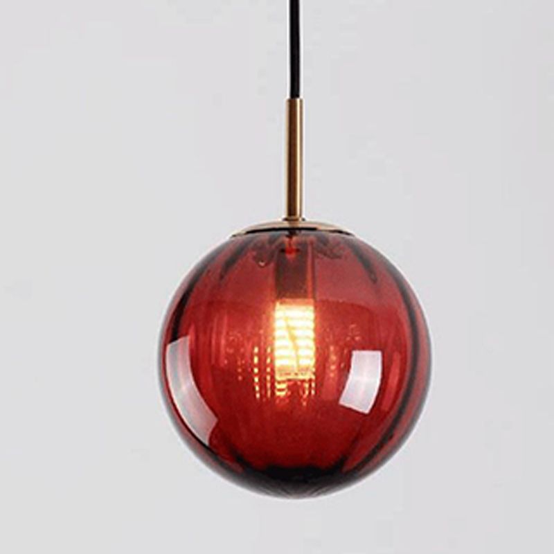 Spherical Shape Hanging Lighting Modern Style Glass 1 Light Hanging Lamp for Bedroom