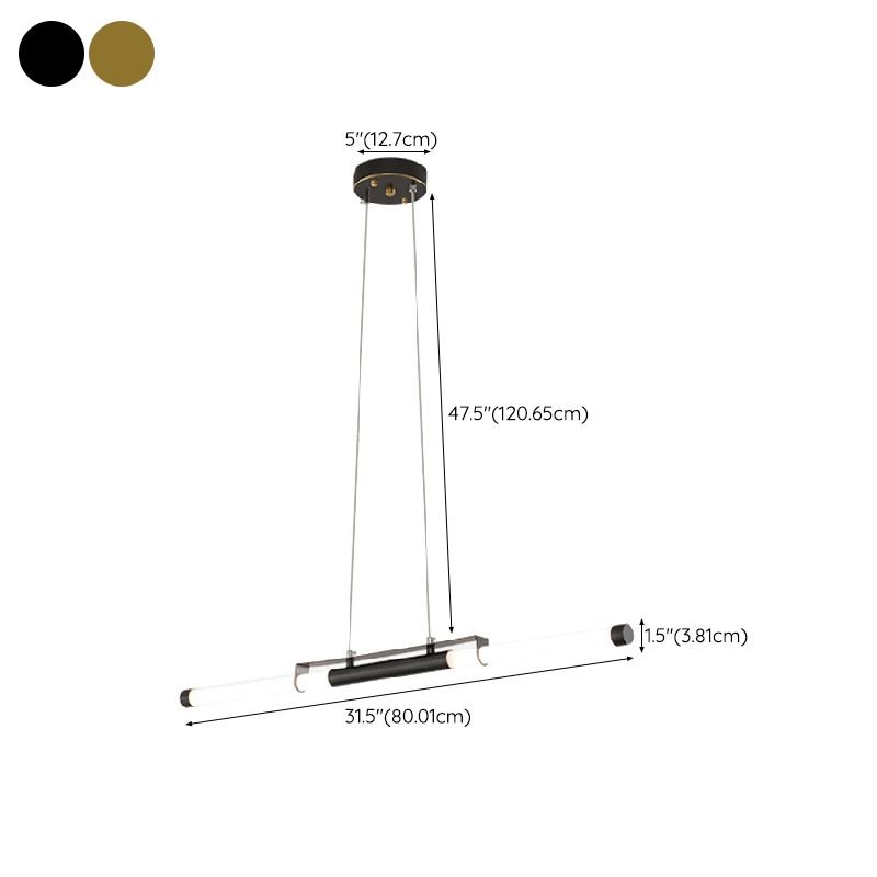 Modern Style Linear Shade Island Pendants 1 Light Metal Pendant Lights for Dining Room