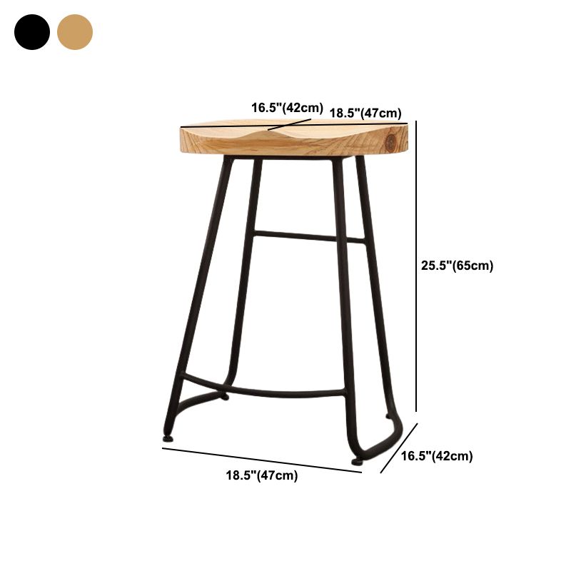 Modern Backless Armless Counter Stool Iron Cafe Bar Stool with Seat and Pedal