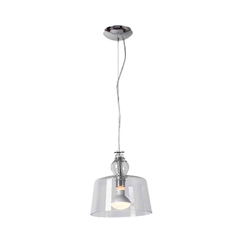 Luz colgante moderna 1 de luz con tono de vidrio transparente cromo