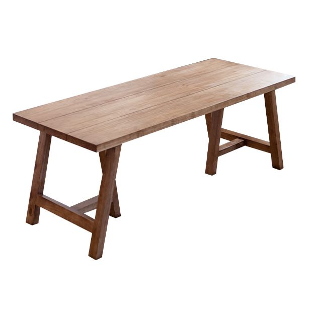 Rectangle Solid Wood Dining Table Modern Pine Table in Nature with Double Pedestal