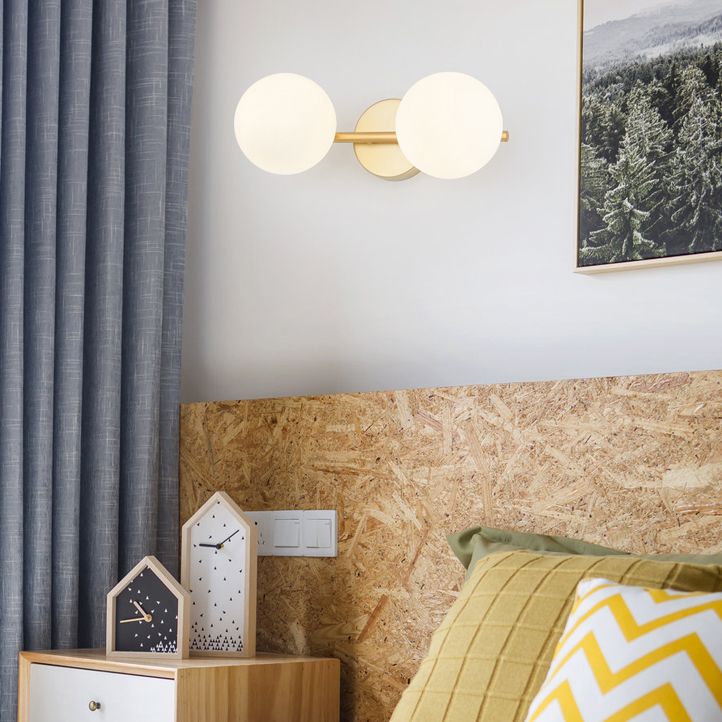 Contemporary Vanity Lighting Orb Glass Wall Light Fixture for Bathroom