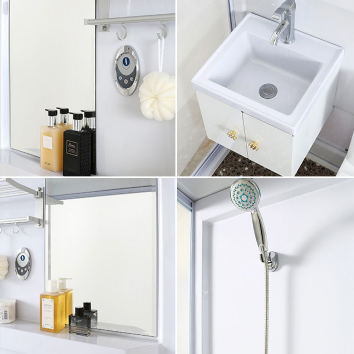 White Shower Stall Framed Single Sliding Rectangle Shower Kit