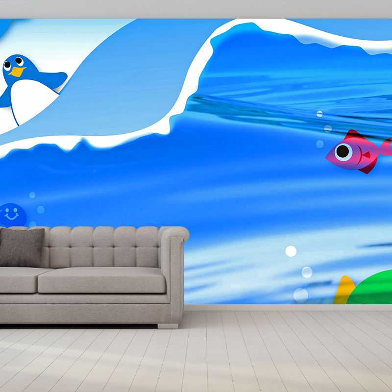 Sea World Illustration Mural Wallpaper Environment Friendly Living Room Wall Mural