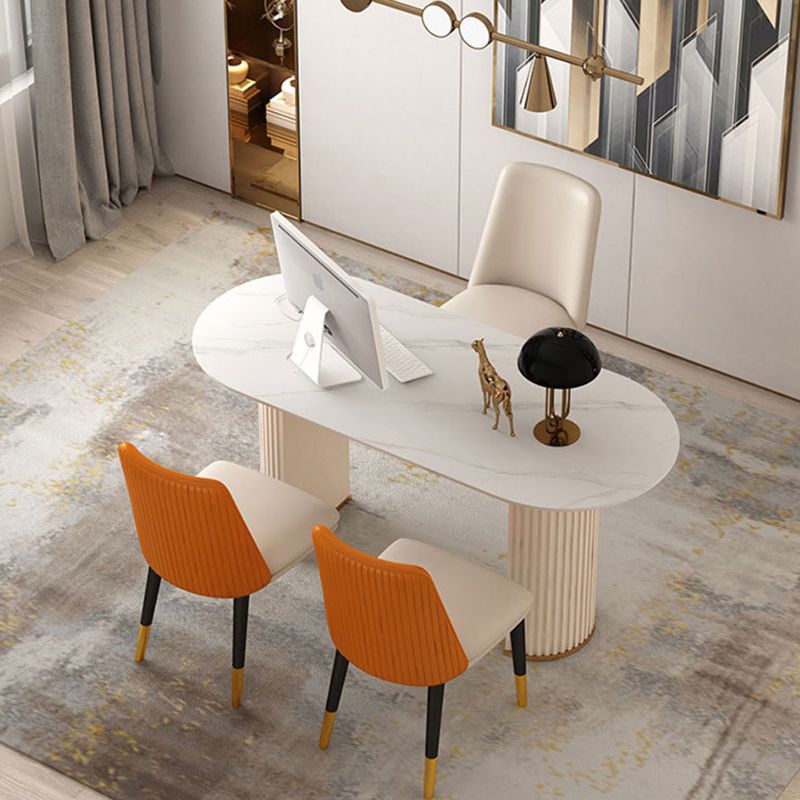Contemporary Office Desk Mirrored Oval Laptop Table for Office