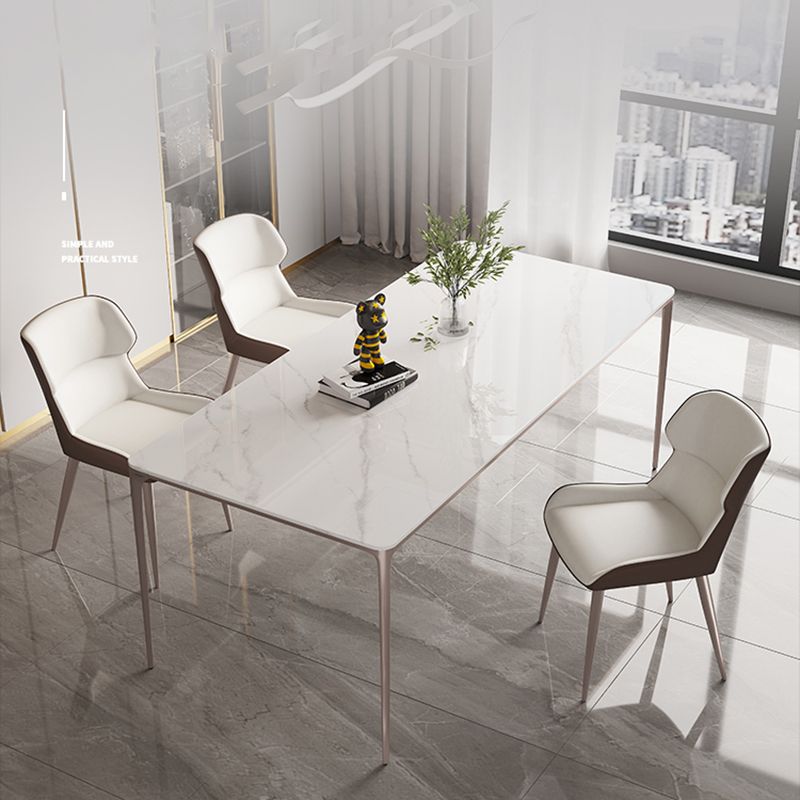 Modern Rectangle Dining Table Sintered Stone Table with 4 Legs