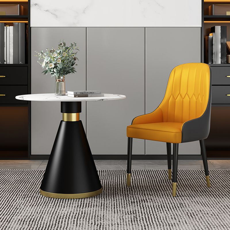 Metal Modern Round Dining Table Sintered Stone Table for Dining Room and Kitchen