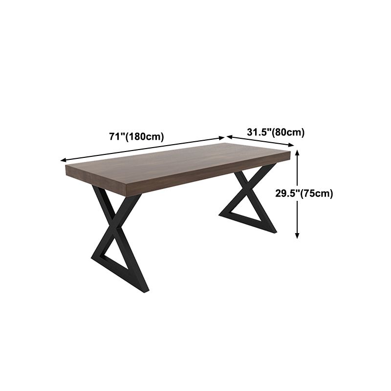 Industrial Pine Table for Restaurant Rectangle Dining Table with Double Pedestal