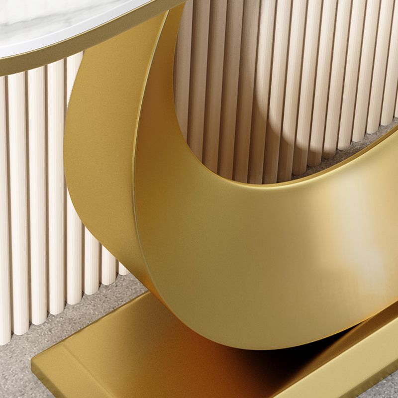 Scratch Resistant Glam Marble/metal Half Moon Abstract Console Table