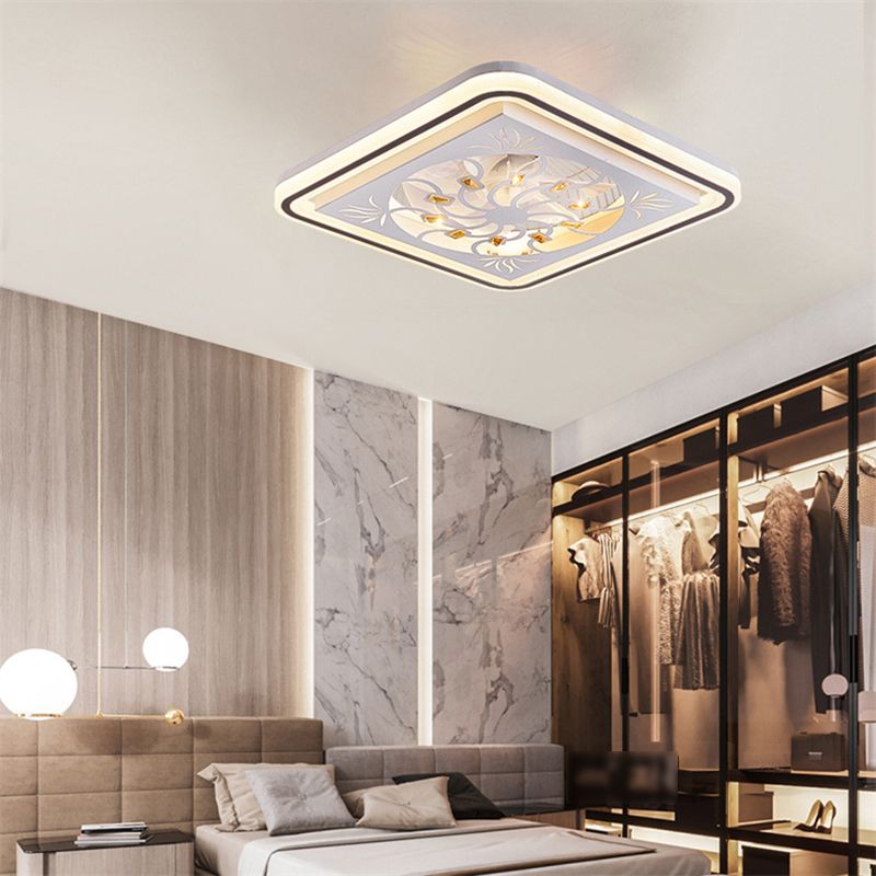 Modern Style Ceiling Fan Lamp LED Crystal Ceiling Mount Light with Acrylic Shade