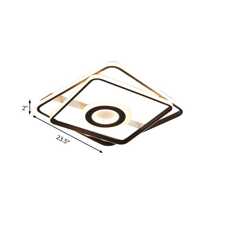 Cuadrados/Rectangulares Montan luz Acrílico Negro contemporáneo Cuarto LED integrado Luz de techo LED en Warm/Blanco, 16 "/19,5" /23,5 " O