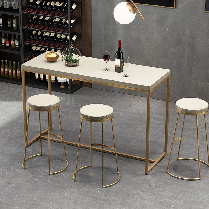 Scandinavian Round Indoor Bar Stool Faux Leather Backless Footrest Bar Stool