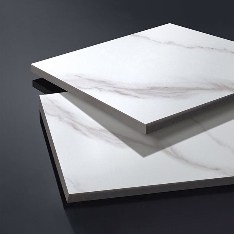 Moderne stijl witte eettafel gesinterde stenen tafel met zwart frame voor eetkamer