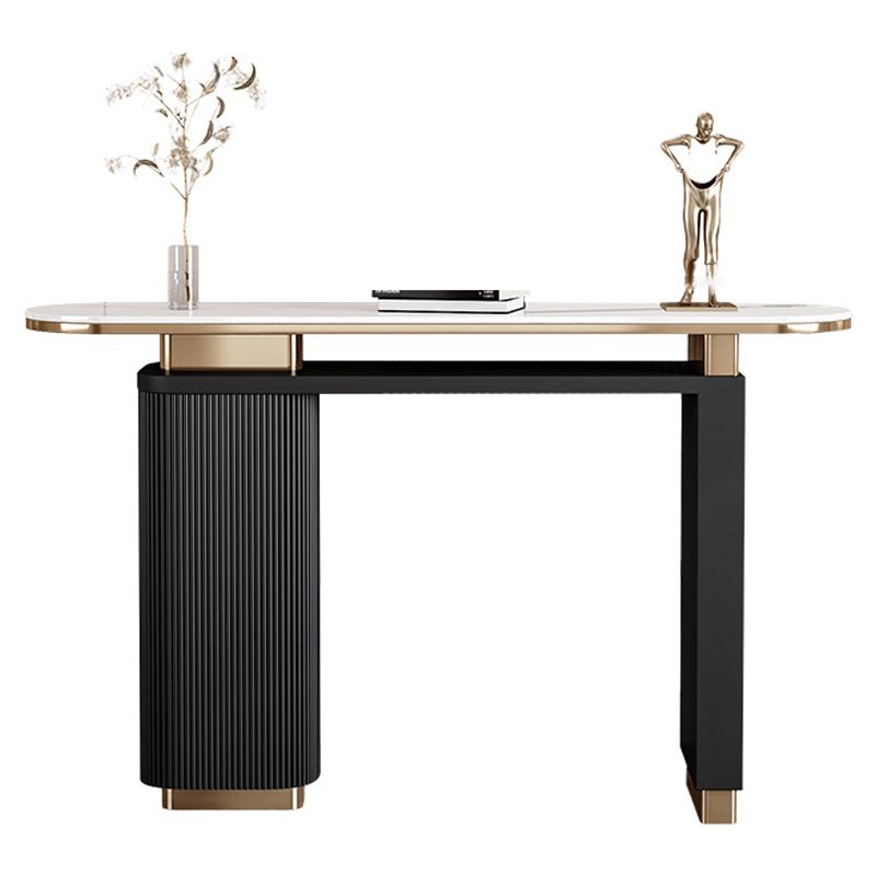 Glam Oval Console Table Reclaimed Wood Console Accent Table for Hall