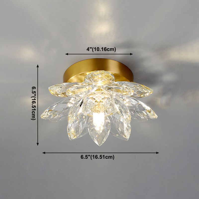 Geometry Shape Ceiling Lamp Modern Copper 1 Light Flush Mount with Hole 3" Dia for Balcony