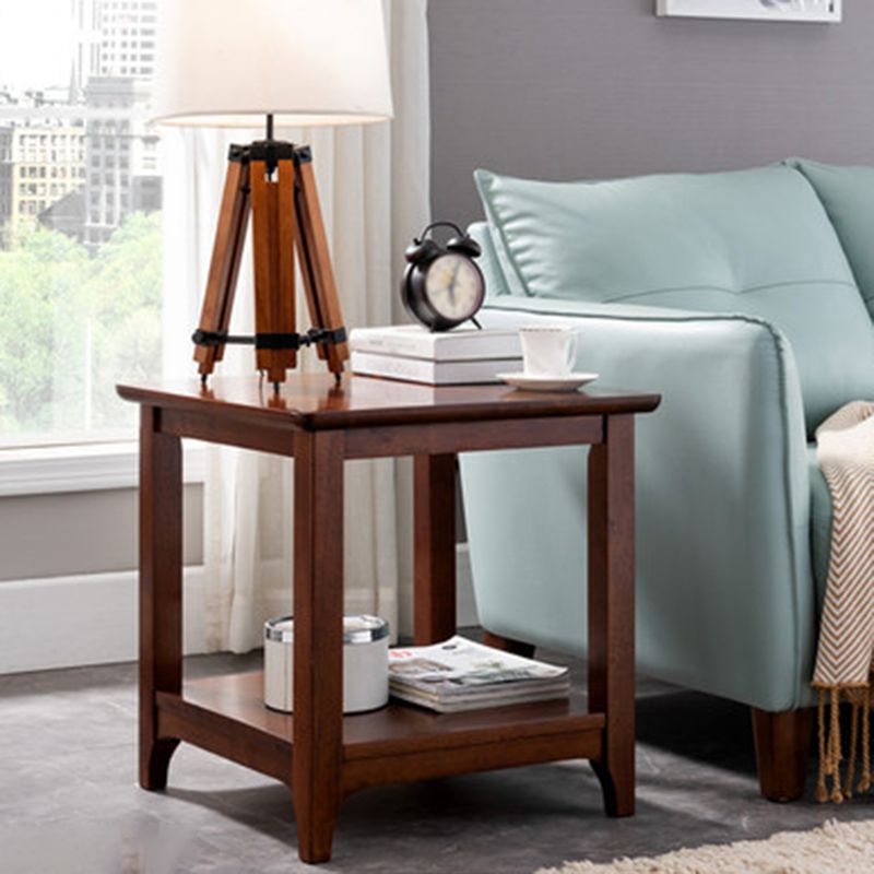 Modern Style Cocktail Table Rubber Wood Square Wood/walnut/black Coffee Table