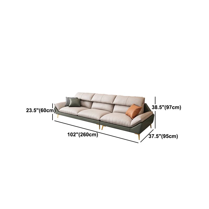 Flared Arm Faux Leather Furniture Sectionals in Green and White