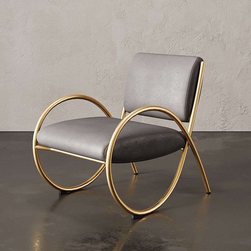 Upholstered Lounge Chair Arms Included Chair with Gold Tone Legs